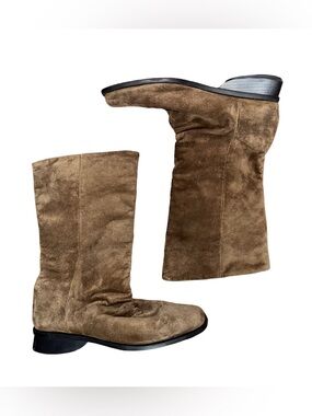 💖Vintage Markon Brown Suede Winter Boots 9W Wide Minimalist Comfort Goblincore